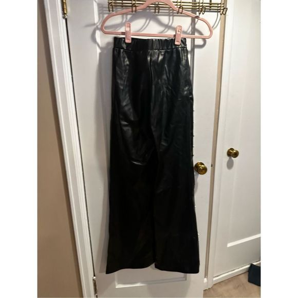 Shein Rhinestone Flare Leg Leather Pant NWT Small - Picture 7 of 7